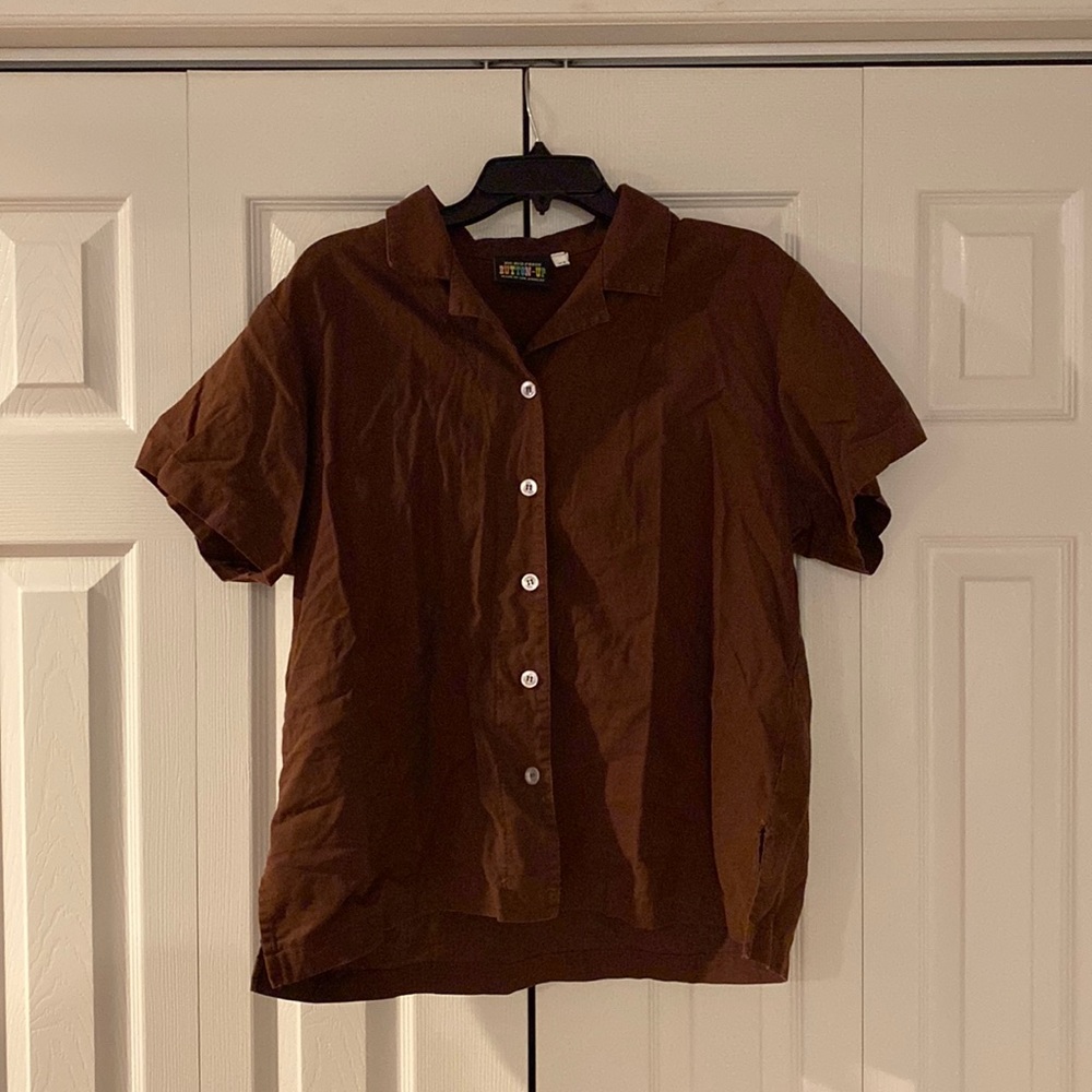 Big Bud Press Shortsleeve Button Up Shirt Brown XL